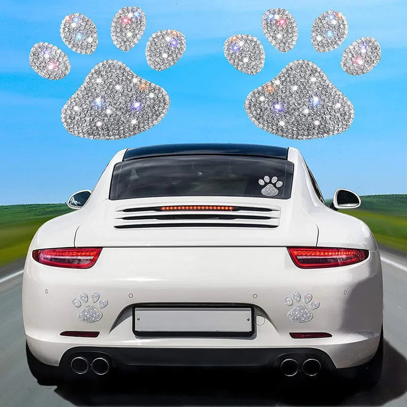 Glass car sticker decal showing bear paw or butterfly design choice on clear background.