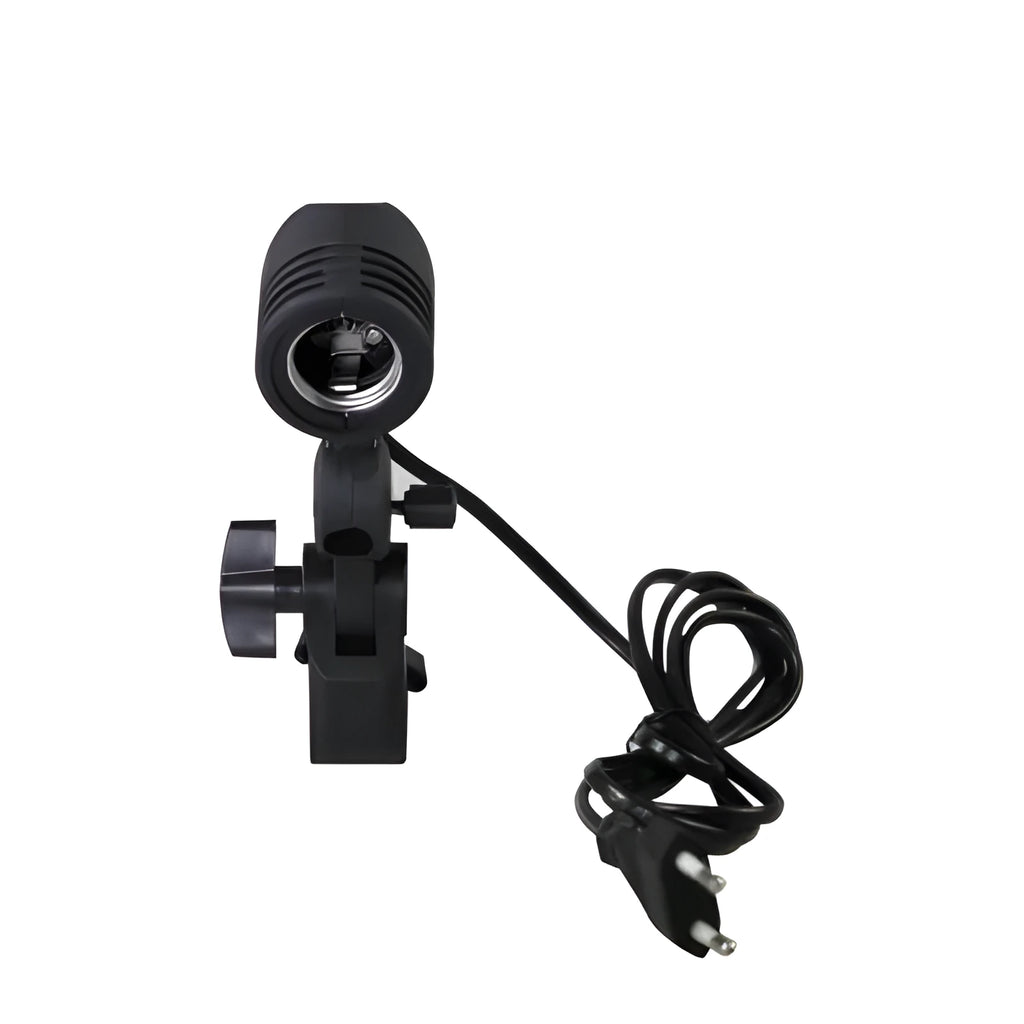 Black photography lamp holder with E27 screw port and 1.8 metre power cords