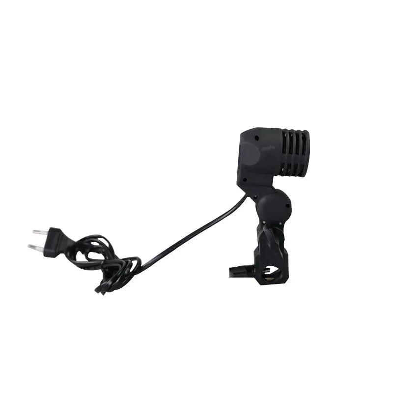 Black photography lamp holder with E27 screw port and 1.8 metre power cords