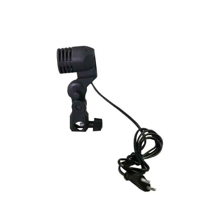 Black photography lamp holder with E27 screw port and 1.8 metre power cords