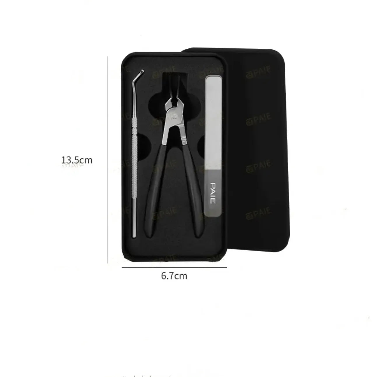 Anti-splash portable fingernail maintenance kit with brown, white, and green champagne pliers and manicure tools