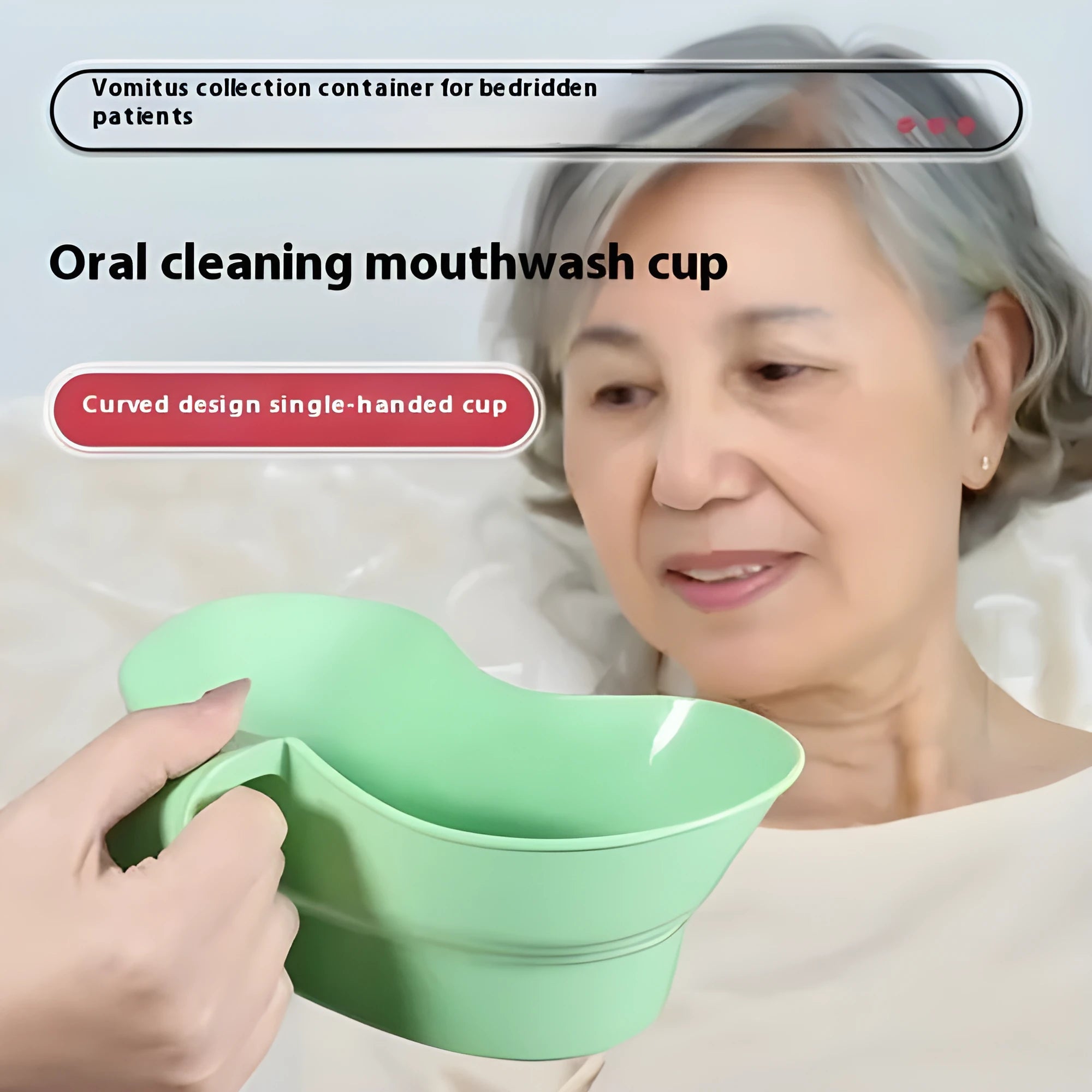 Green plastic elderly care gargle cup with a spout for bedridden patients