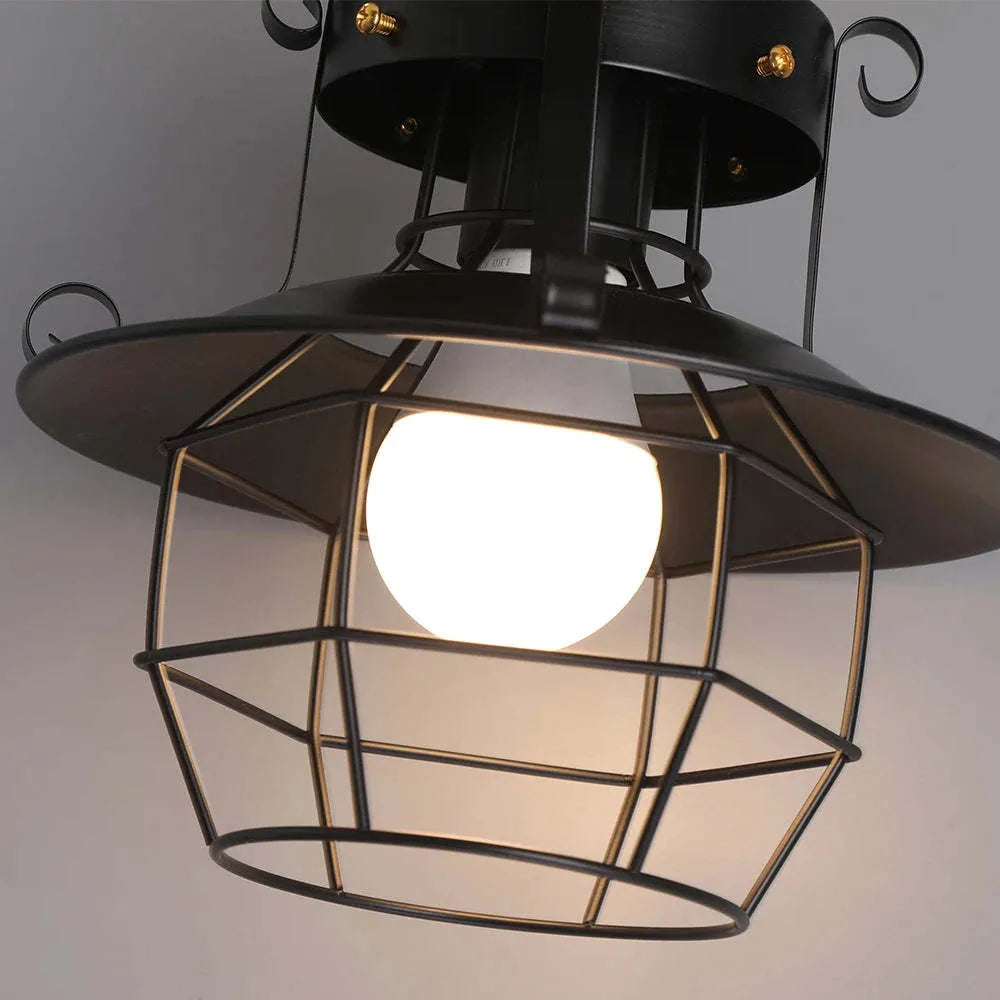 American retro-style single-head iron droplight with a lantern-shaped shade.