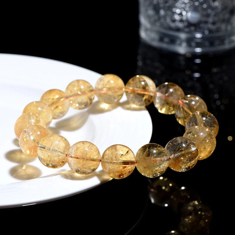 Natural yellow citrine bracelet with geometric beads in Brazilian yellow colour