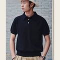 Retro slim-fit short-sleeved cotton T-shirt in solid dark brown colour