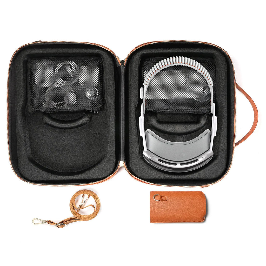 Vision Pro MR storage box in superfiber fabric with dimensions 32.5cm by 24.5cm by 11.5cm