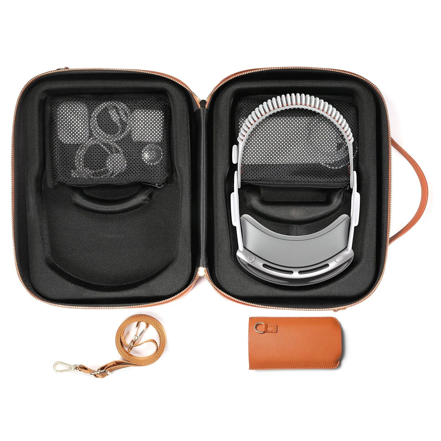 Vision Pro MR storage box in superfiber fabric with dimensions 32.5cm by 24.5cm by 11.5cm