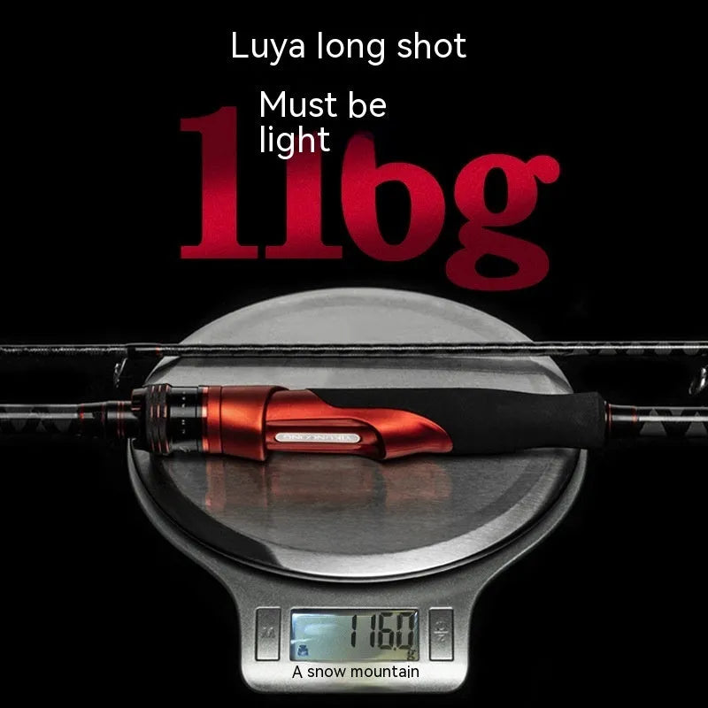 Carbon ultralight fishing rod shown with straight handle and pikestaff style options for light lure casting.