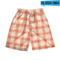 Men's straight-leg plaid shorts with elastic waistband in various colour options