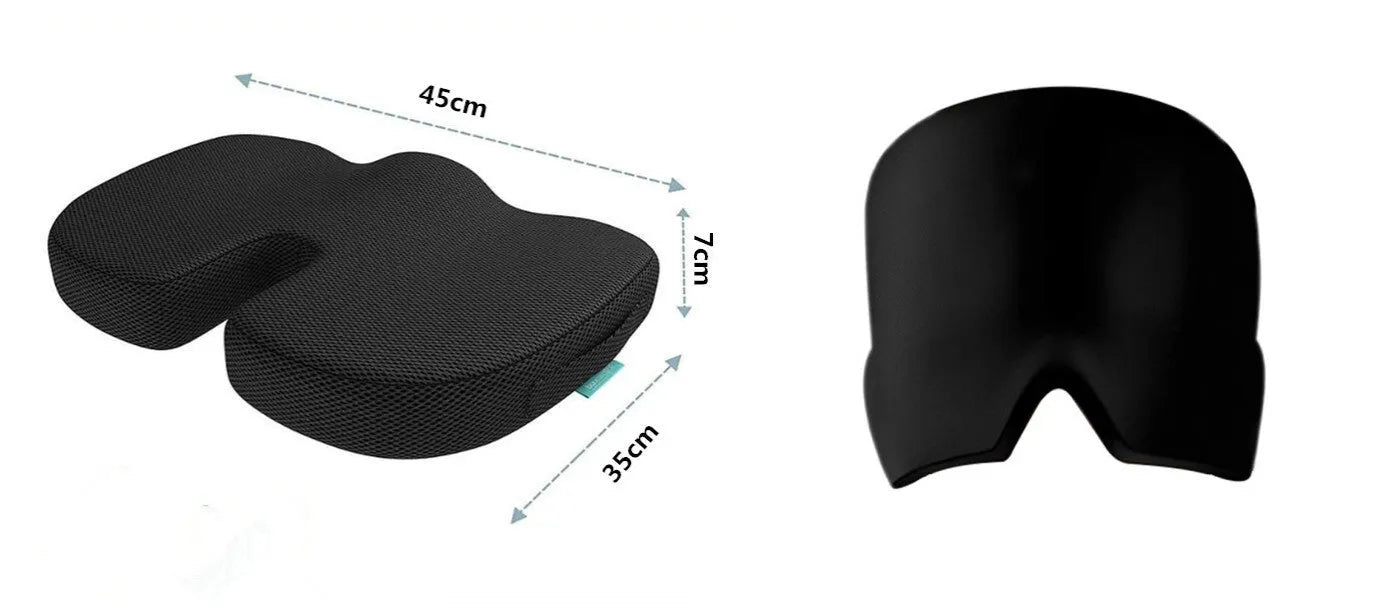 Black elastic cloth gel eye mask for headache relief showing adjustable design