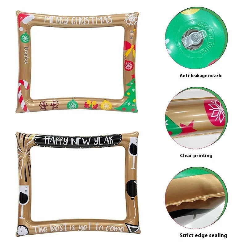 Christmas inflatable photo frame PVC backdrop for holiday pictures and events