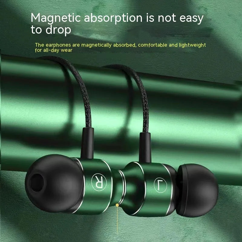Wired in-ear gaming headset with magnetic metal earbuds, 3.5mm or TC plug, mic, 1.2m TPE cable, black or green