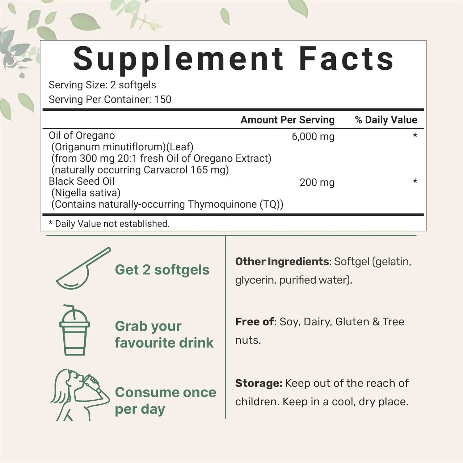 Bottle of black seed oil soft capsules dietary supplement for adults