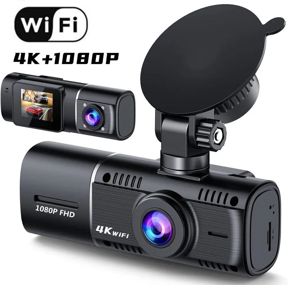 Standard black dash cam with 1.5-inch screen for front and rear 1080p recording with night vision