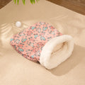 Blue rabbit pattern cat sleeping bag nest measuring 50cm by 40cm with flannel lining