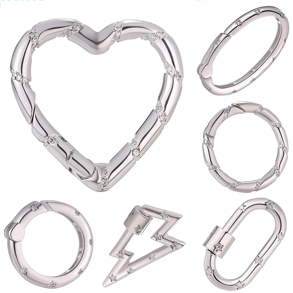 Copper climbing heart button with gold electroplated finish showing multiple fastener style options