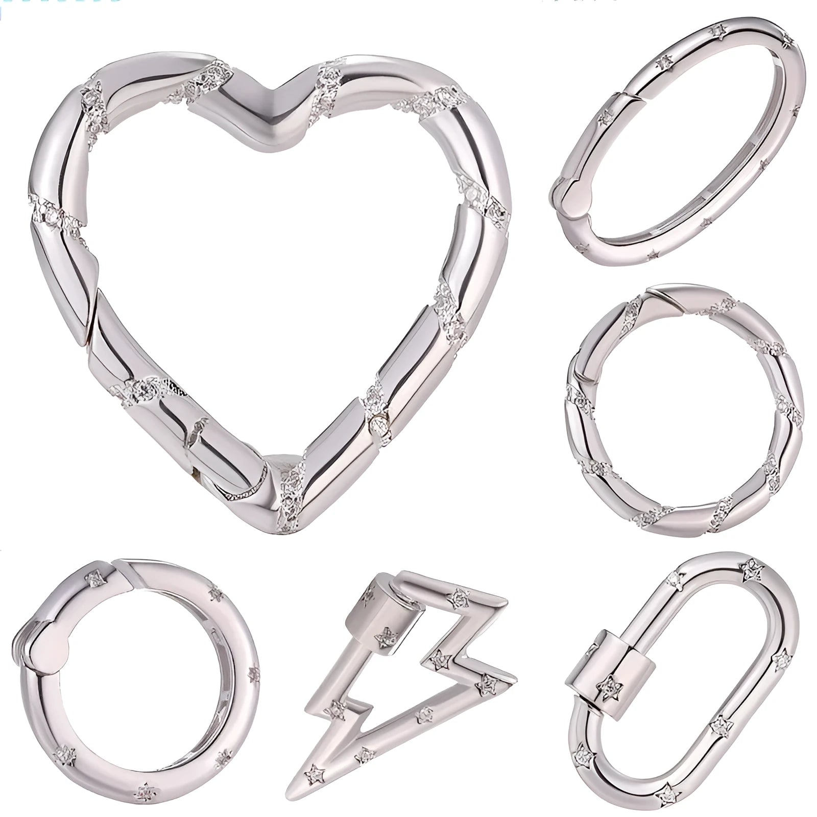 Copper climbing heart button with gold electroplated finish showing multiple fastener style options