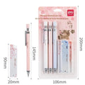Simplified 0.5mm cartoon automatic pencil set with three pencils and HB refill boxes
