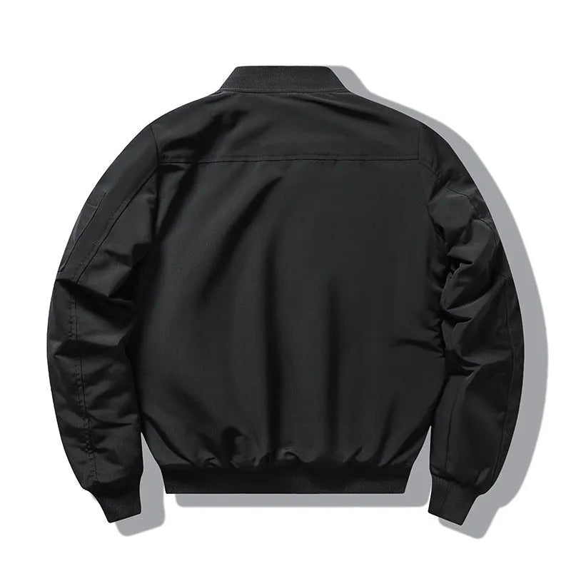 Slim-fit men's motorcycle coat with stand collar and retro embroidery in quilted black fabric.