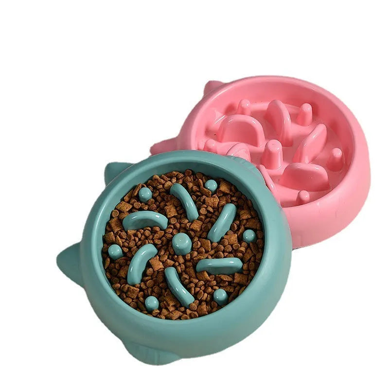 Bone shaped slow feeder dog bowl in green colour with raised internal obstacles