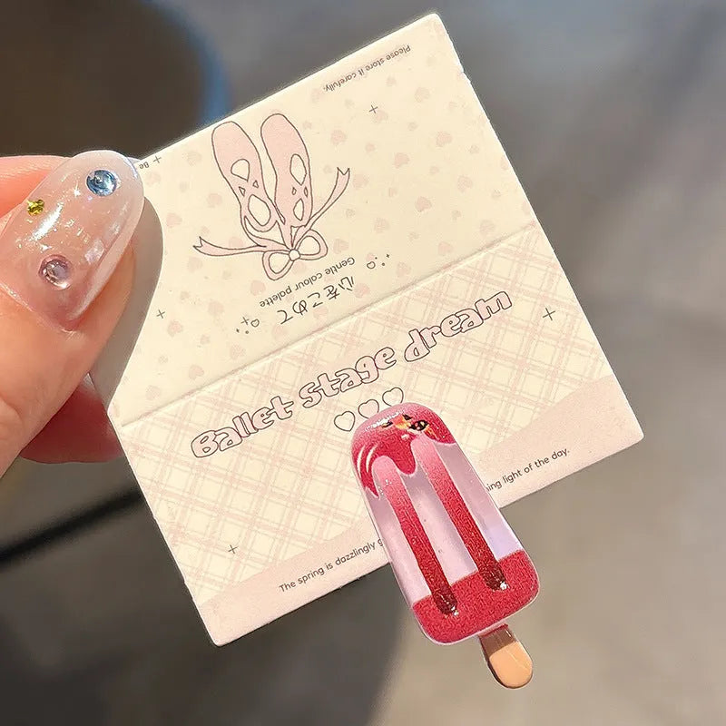 Cartoon ice cream resin hair clip barrette for women in sweet girl style