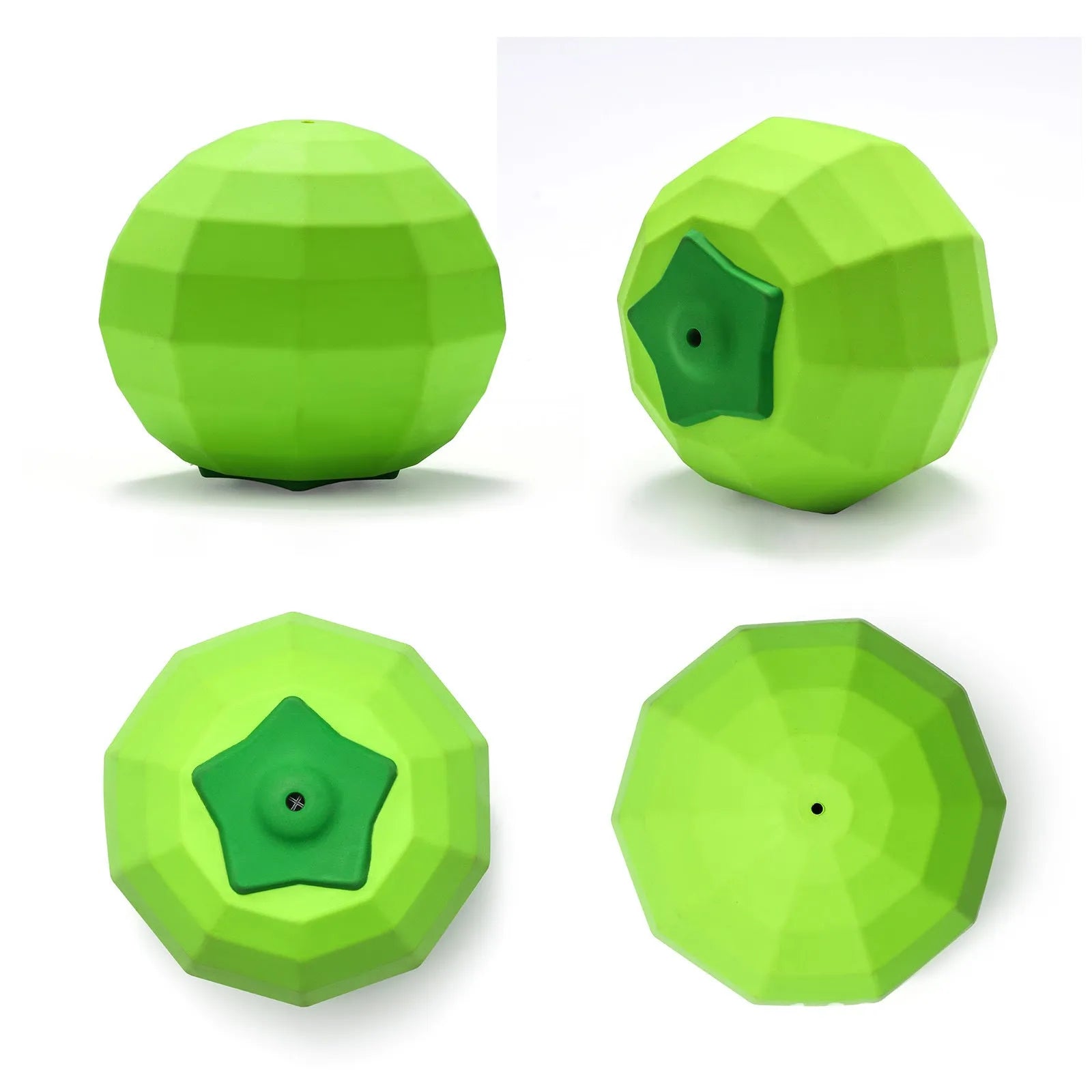 Green natural rubber dog squeaky toy ball for aggressive chewers with beef flavour