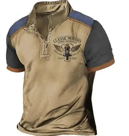 Loose fit golf polo shirt in bird eye polyester with digital printing in solid colour