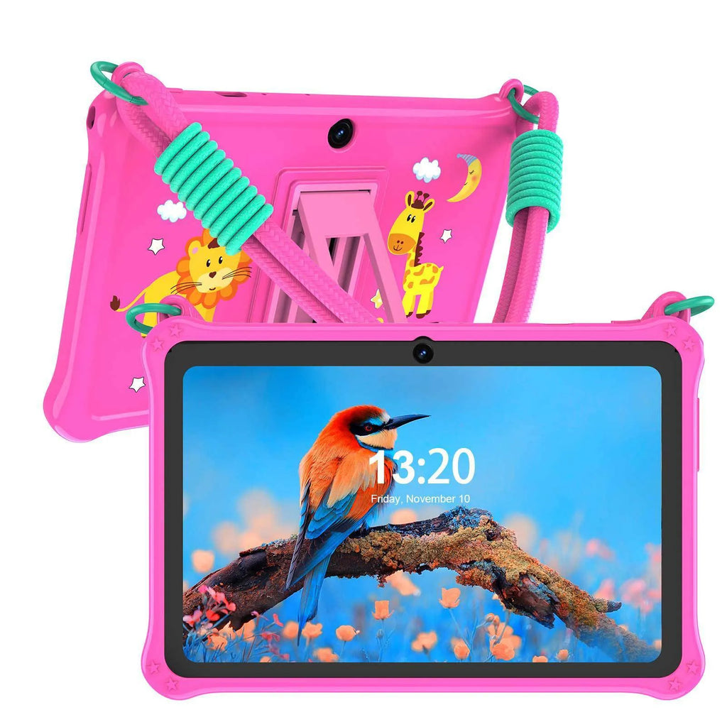 Sapphire blue silicone protective case for 7-inch children's tablet with flat strap