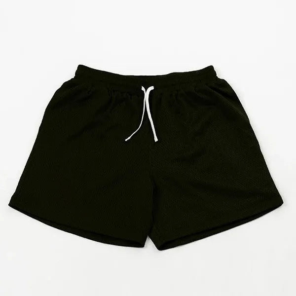 Men's black mesh quick-drying shorts for running and fitness activities