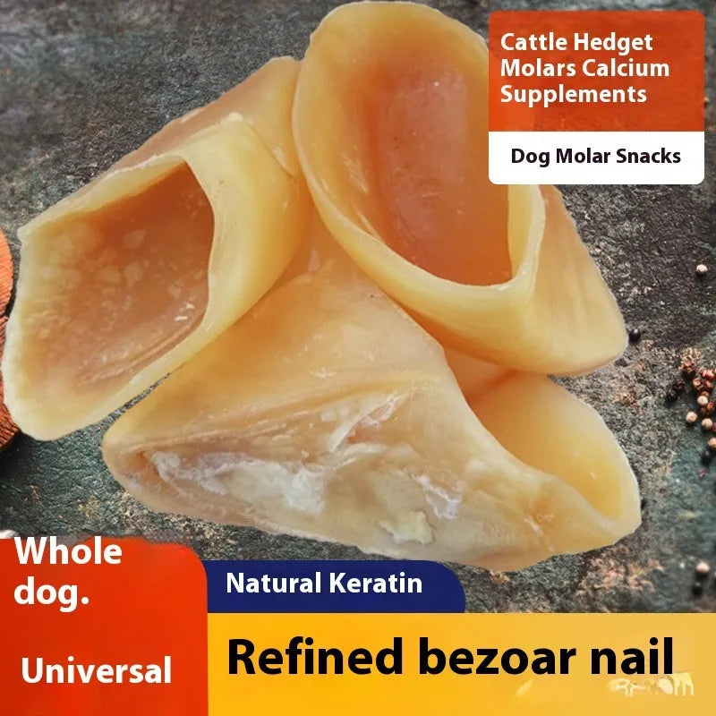 Natural cowhide dog chew rod in hoof shell colour for small and large dogs