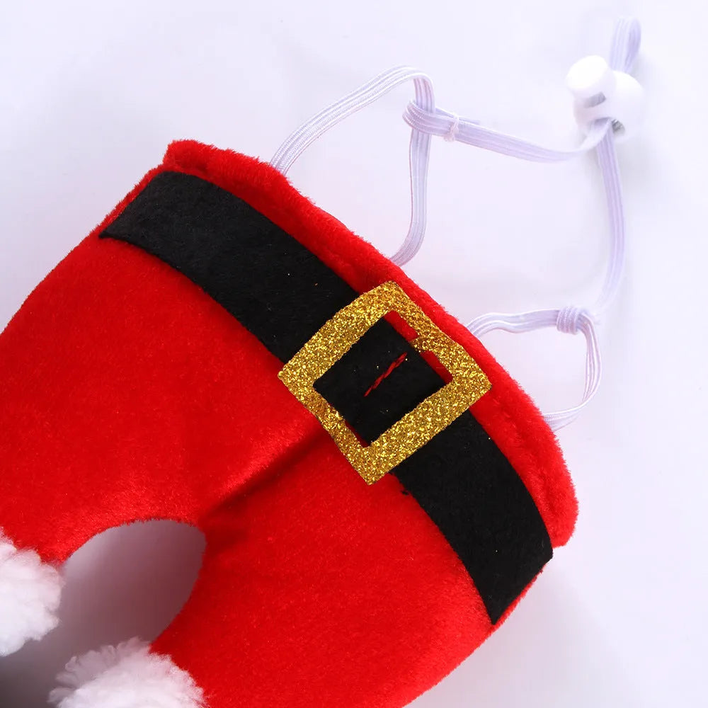 Red polyester Christmas pet hat for small dogs and cats, one size 20 x 17 x 5 cm with tie-dye finish.