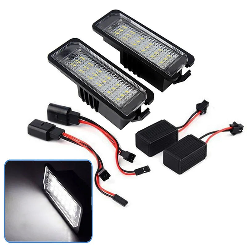 Volkswagen LED license plate light units with Canbus decoder for Golf Polo Phaeton models