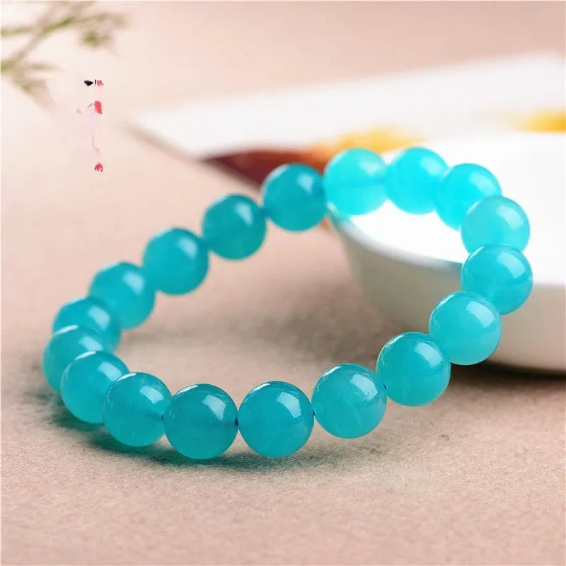 Natural amazonite scattered beads bracelet with ice colour tones and polished surface
