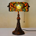 10-inch Tiffany table lamp with stained glass resin base on desk surface