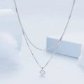 Women's double-layer sterling silver necklace with pearl chain design in silver colour