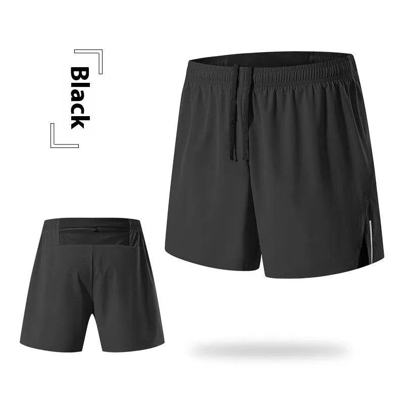 Men's red off-road running shorts with quick-dry fabric for marathon and cross-country running