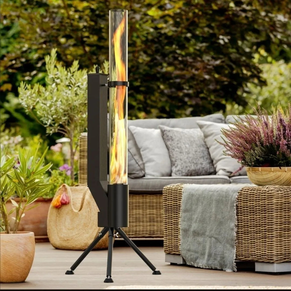 Vertical iron wood burning rocket furnace courtyard heating stove