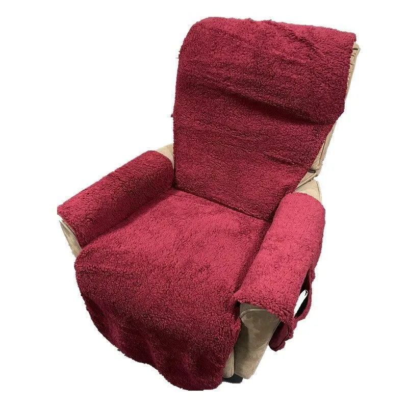 Lambswool polyester sofa cushion cover in beige, red, coffee or grey colours with three width size options