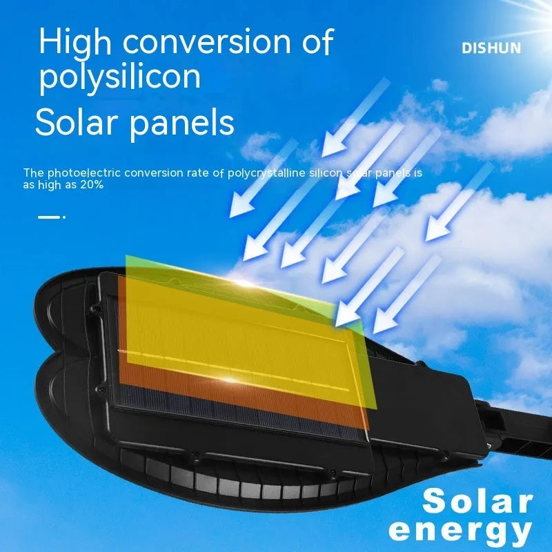 White 6-eye sword design solar-powered outdoor garden lamp with remote control.