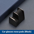 Car dashboard glasses holder in zinc alloy with leather trim, measuring 3.7x3.2x2.5cm