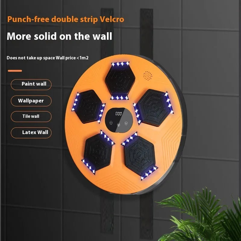 Smart music boxing machine wall target in black, grey, and orange colour options with hanging mount