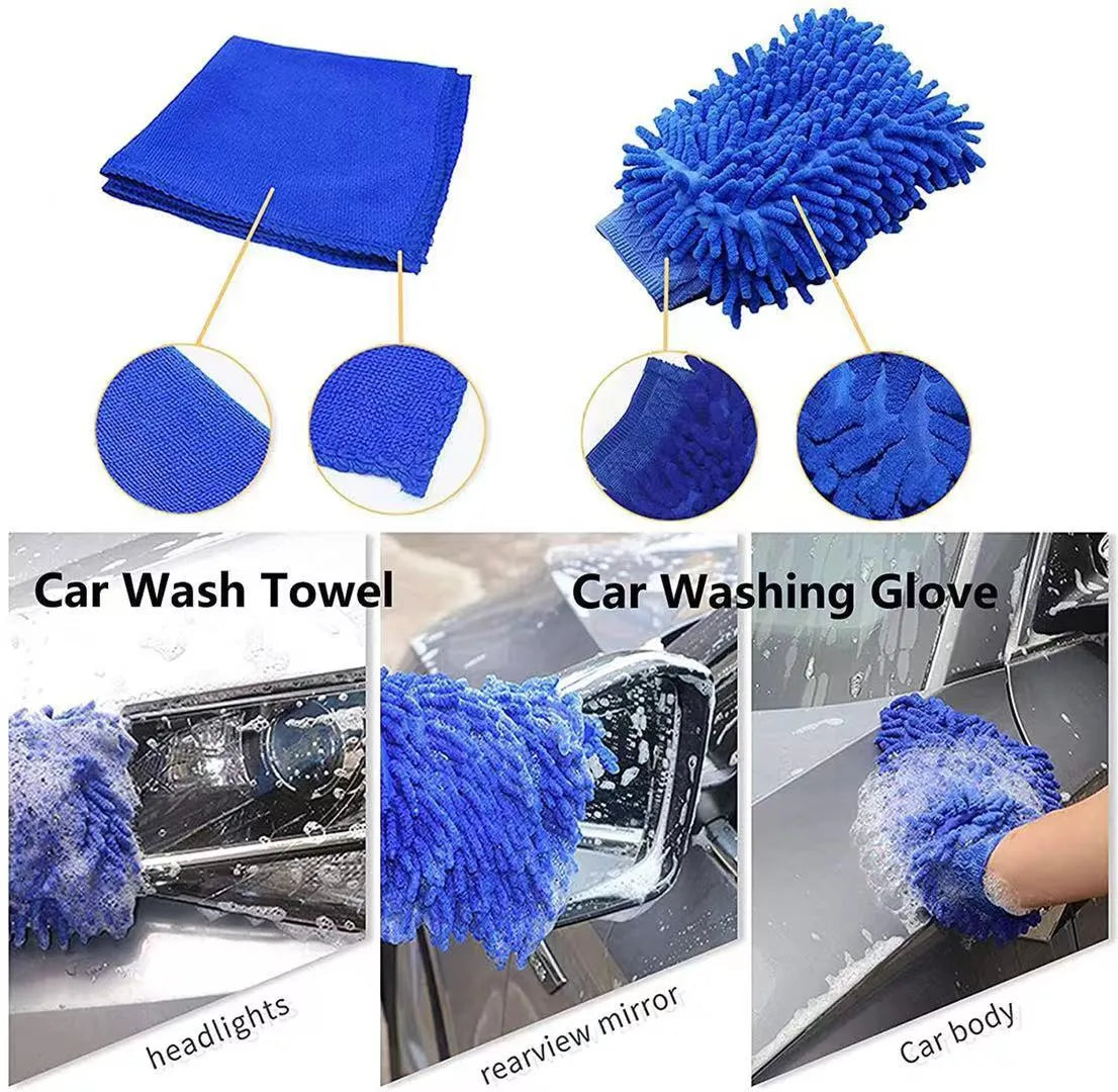 26-piece car wash brush kit with PP construction brushes for automotive cleaning