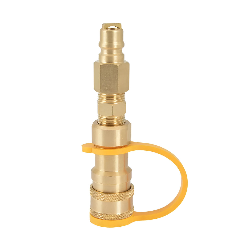 Gold brass gas propane conversion charging connector with 3/8 American standard thread fitting