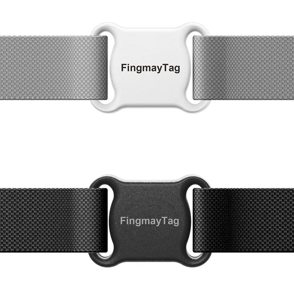 Smart pet GPS locator in white or black, collar-mounted ABS tracker measuring 45 x 33mm and weighing 10g