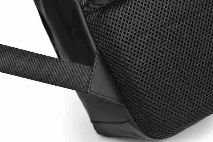 Large waterproof black PU backpack for men with computer compartment