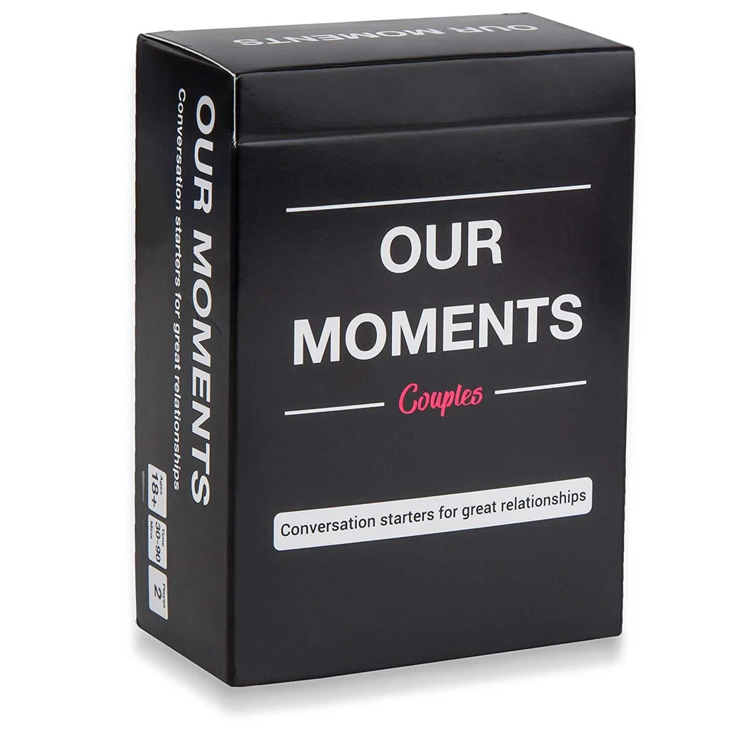 Black gift box containing Our Time Lovers Edition communication cards for couple relationships