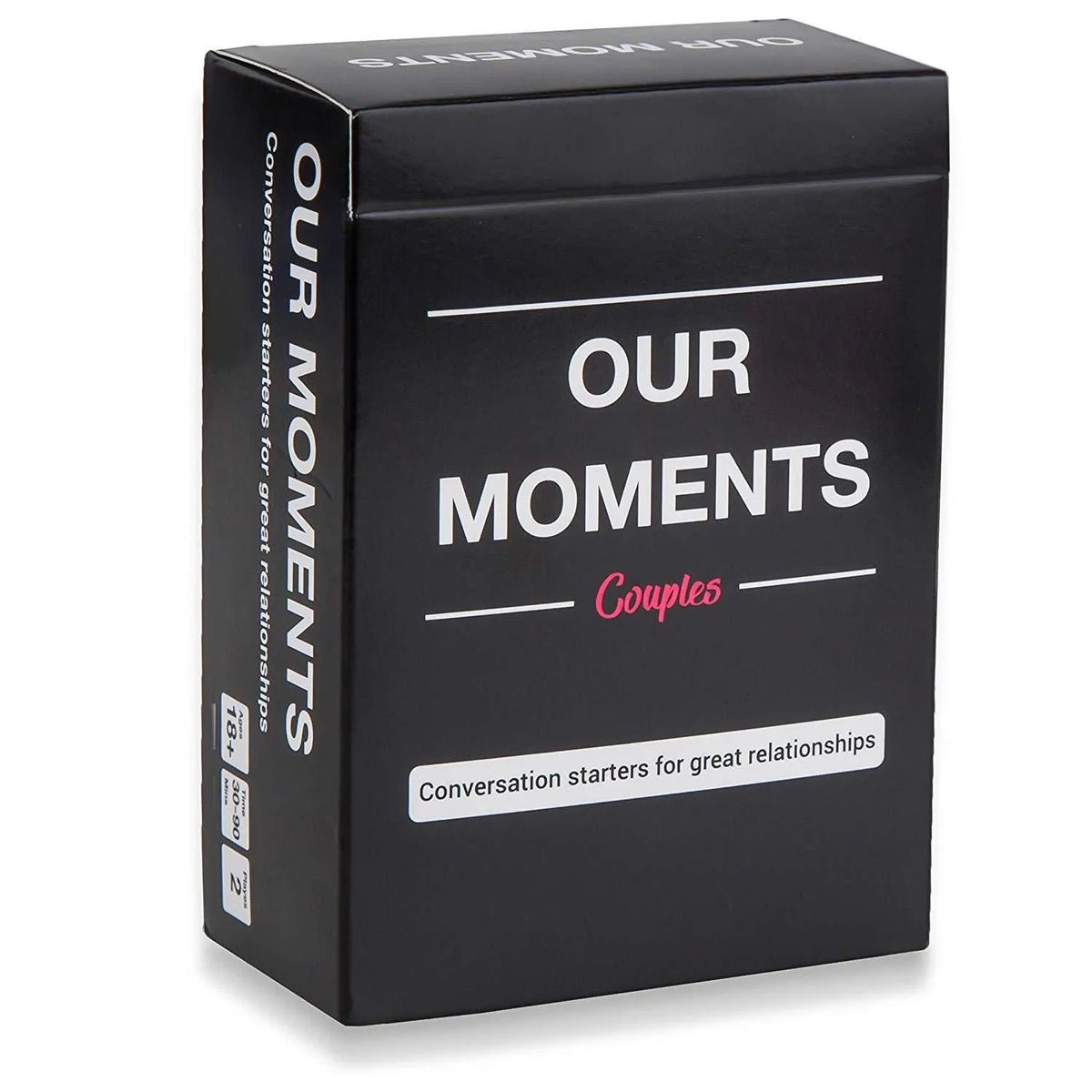 Black gift box containing Our Time Lovers Edition communication cards for couple relationships