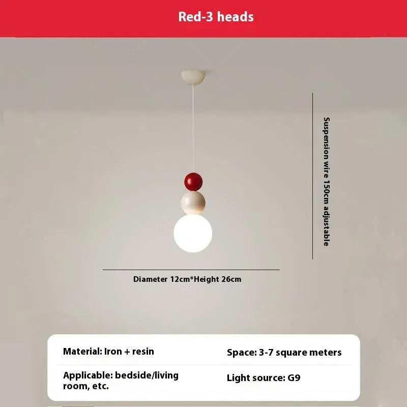 Nordic pendant light for bedside or dining room, chrome, red coffee or milk brown, 2 or 3 heads, 220V