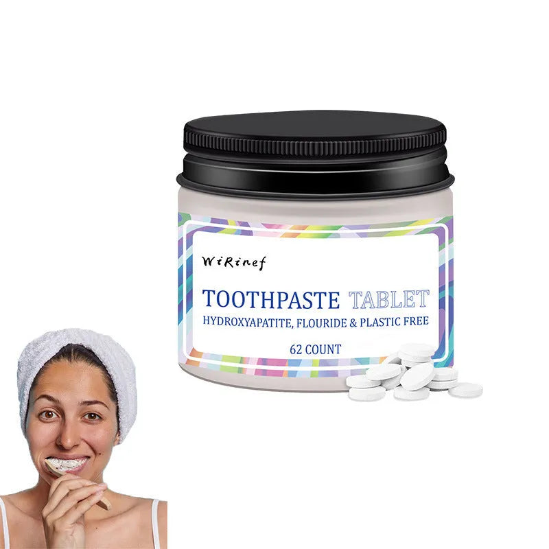 TP19 solid toothpaste tablets in a pack of 62 pieces for portable oral care.