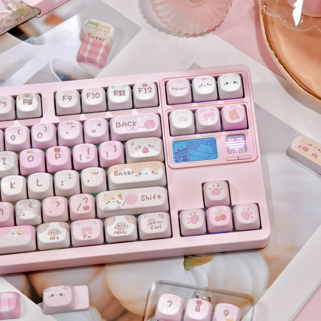 Pink MOA height mechanical keyboard key caps with cartoon design sublimation printing on all five sides